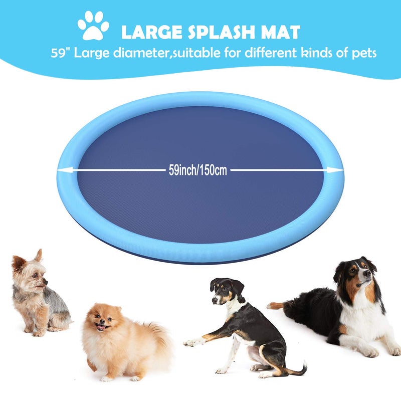 Flyboo Splash Sprinkler Pad for Dogs Kids,59â€™â€™ Thicken Dog Pool with Sprinkler,Pet Outdoor Play Water Mat Toys for Dogs Cats and Kiddie - Image 2